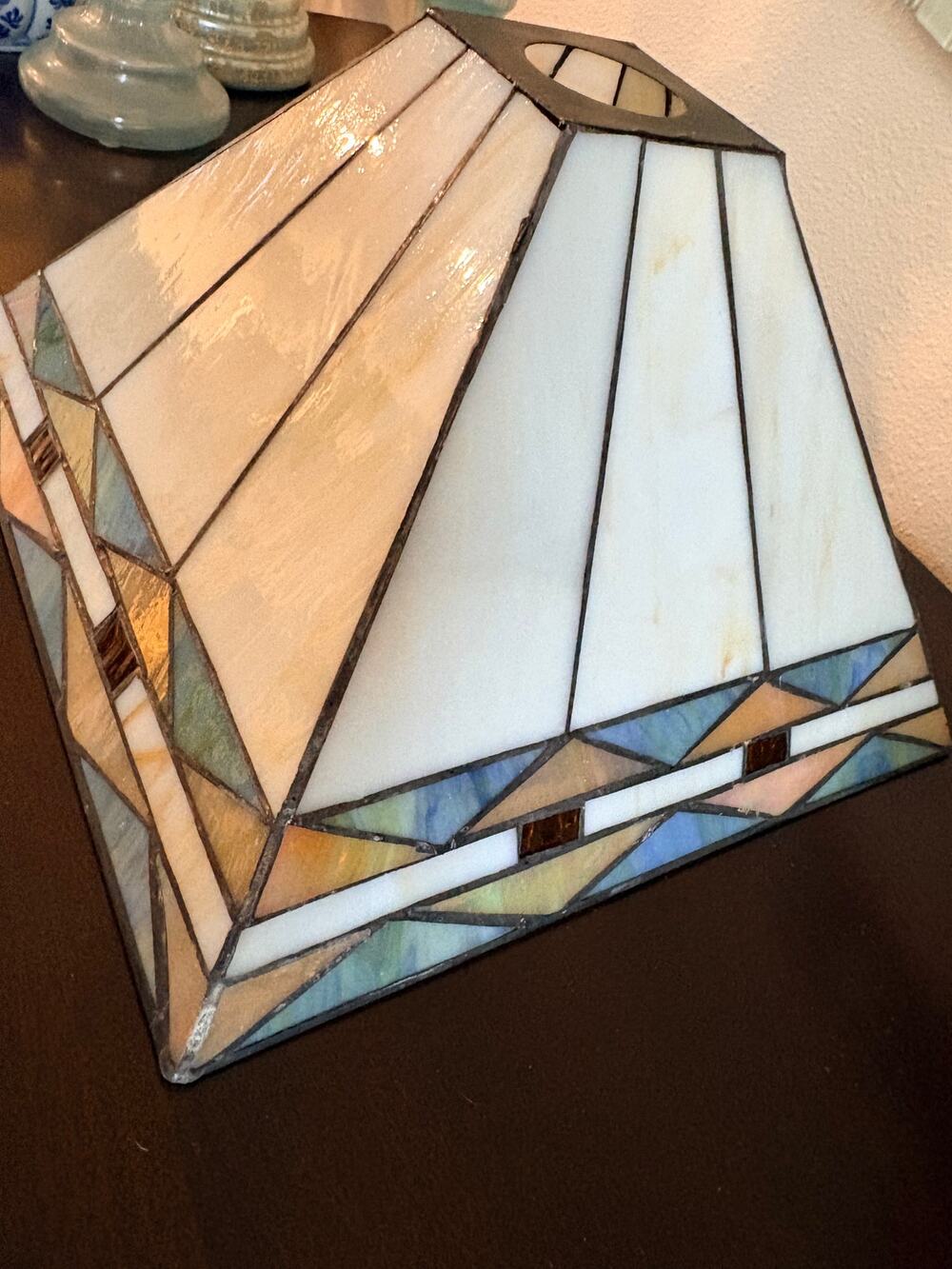 Vintage Stained Glass Lamp Shade Mission Prairie Craftsman Tiffany Style 10”